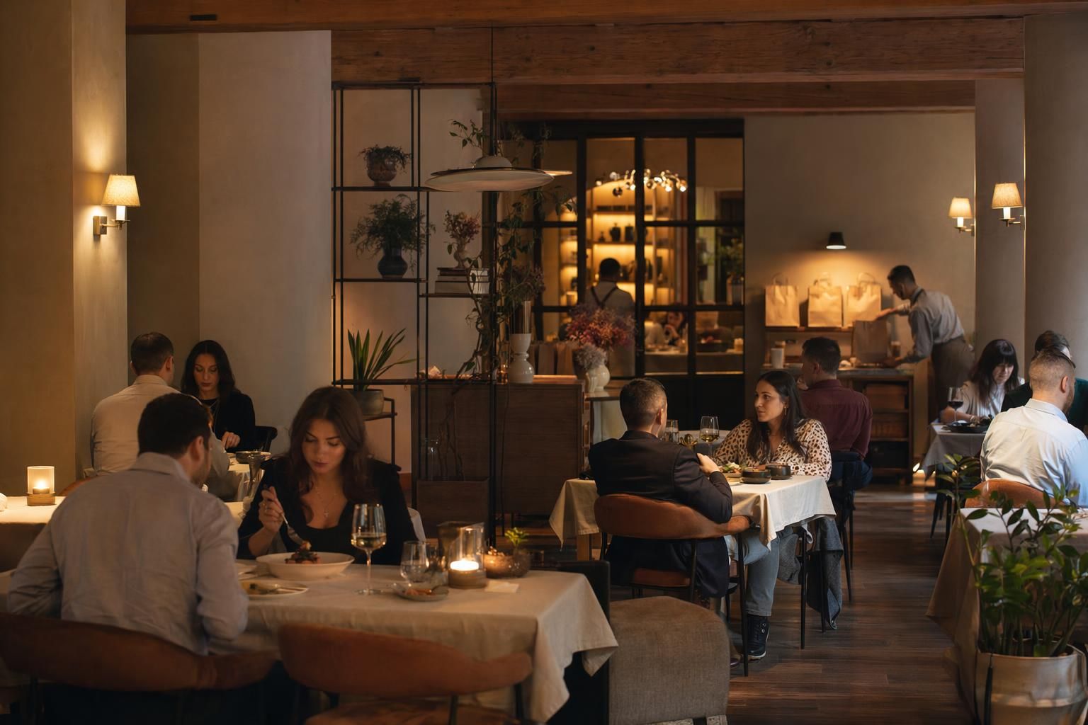 Sală de restaurant organizată pentru experiență și flux eficient