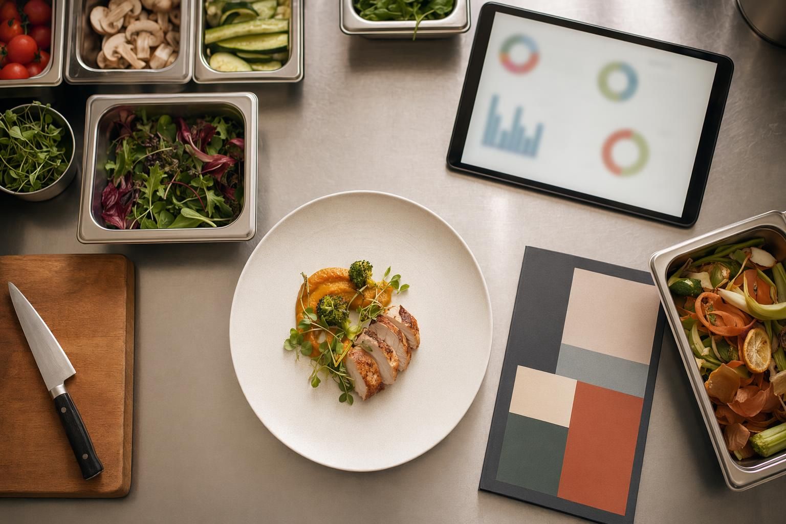 Ingrediente organizate pentru reducerea risipei alimentare în restaurant