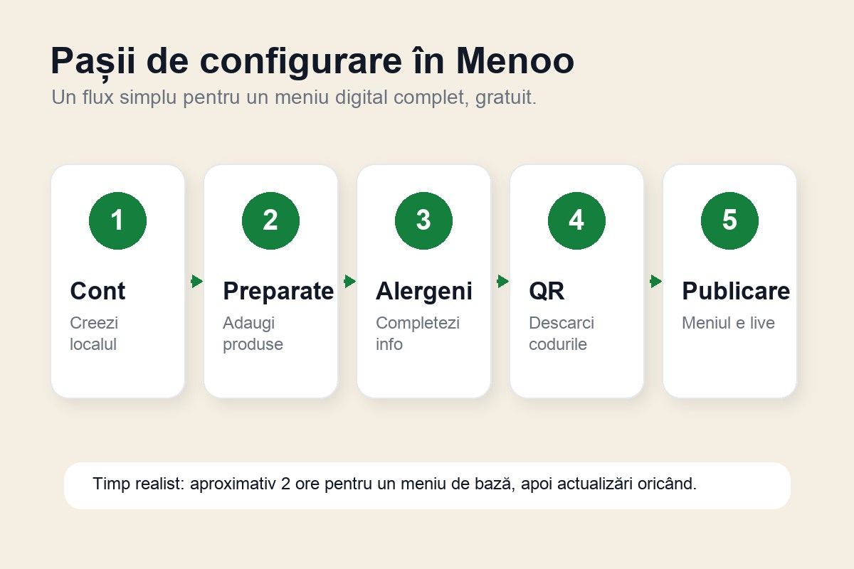Pașii de configurare a unui meniu digital gratuit în Menoo